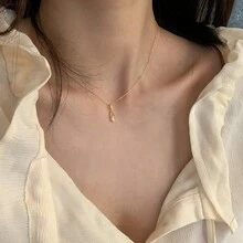 1 chiếc dây chuyền mặt dây chuyền hình giọt nước pha lê kiểu Pháp - Vàng - Xem 2