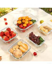 370ml Glass Food Storage Container Set - Thermal Bento Box, Leak-Proof Locking Lunch Box; Suitable For Hand Wash, Microwave, Oven And Refrigerator, Great For Salad, Fruit, Vegetable And Sandwich, Durable Glass Food Storage Containers - Multicolor - View 6