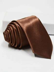1 chiếc cà vạt nam màu nâu mocha, chất liệu polyester siêu mỏng, bóng mịn, thích hợp cho đám cưới, lễ Giáng sinh, Lễ Tạ ơn và các ngày lễ khác, tiệc tùng và mặc hàng ngày. - Màu nâu  Mocha - Xem 4