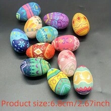 12pcs Squishy Eggs Toys Colorful Easter Eggs Party Favors Gifts Games Prizes Easter Gifts Home Decorations  Lucky Eggs Toys - 12件 - 查看 3