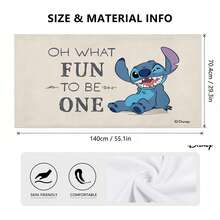 Khăn tắm biển Disney Lilo & Stitch - Khăn tắm in hình Stitch vui nhộn "Oh What Fun To Be One", thích hợp cho hồ bơi và bãi biển. - A - Xem 5