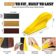 71件組細節砂紙套件，粒度400至2500，適用於3.5" X 1"迷你細節砂紙工具，適合小型項目。此款乾濕兩用細節砂紙適用於木工、金屬、塑料和木製手工藝。 - 黃色 - 查看 2