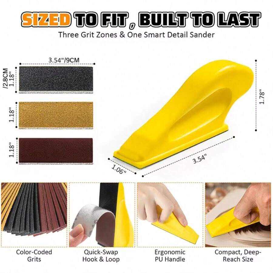 71件組細節砂紙套件，粒度400至2500，適用於3.5" X 1"迷你細節砂紙工具，適合小型項目。此款乾濕兩用細節砂紙適用於木工、金屬、塑料和木製手工藝。