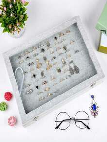 1 buah Kotak Perhiasan Cincin 11/100 Slot dengan Tutup, Baki Perhiasan Anting, Baki Pajangan dan Penyimpanan Perhiasan Cincin, Kotak Cincin Beludru Minimalis, Kotak Perhiasan, Kotak Penyimpanan Perhiasan Anting, Kotak Pajangan Perhiasan Anti Debu, Hadiah untuk Wanita - MultiWarna - View 6