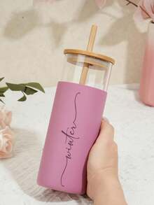 1 chiếc cốc thủy tinh in hình theo yêu cầu kèm ống hút, cốc dành cho phù dâu được cá nhân hóa, cốc silicon thủy tinh in hình theo yêu cầu, quà tặng tiệc độc thân, quà cầu hôn phù dâu. - Nhiều màu - Xem 8