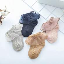 4双女婴蕾丝边袜，轻薄春夏公主袜，适合0-5岁宝宝 - 彩色 - 查看 2