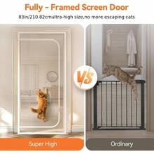 32" X 80" Porte moustiquaire pour chat, filet anti-chat surélevé, avec ouverture à fermeture éclair, convient pour le salon, la cuisine, la chambre (blanc) - Multicolore - Voir 3