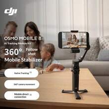 Bộ ổn định gimbal điện thoại thông minh DJI Osmo Mobile 8 siêu nhẹ, theo dõi thông minh, gậy selfie, theo dõi 360° thông minh, phát trực tiếp, chân máy, bộ tiêu chuẩn, cấu hình chính thức, màu đen. - Xem 6