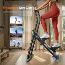 MERACH 2448 Foldable Vertical Climber – 9-Level Resistance Stair Stepper With Extended Anti-Slip Pedals, 3-Height Adjustable Handlebars & 330LBS Capacity, Quiet & Space-Saving Home Gym Machine For Full-Body Cardio & Fat Burning - 2448B Pro Adjustable Stair Stepper - View 4