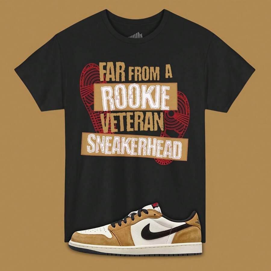 Camiseta de veterano Sneakerhead a juego con las jordans 1 Low Rookie of the Year, camiseta retro unisex. - forma - Ver 1