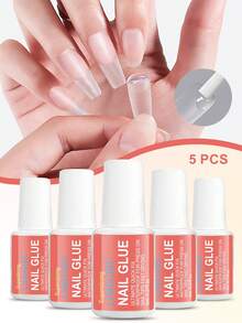 LIMEGIRL 8ml Super Strong Nail Glue Suitable For Nail Tips, Nail Extensions And Acrylic Nails, Brush-On Adhesive Long-Lasting, Maximum Strength, No Residue Easy To Clean - 5pcs Set - View 2