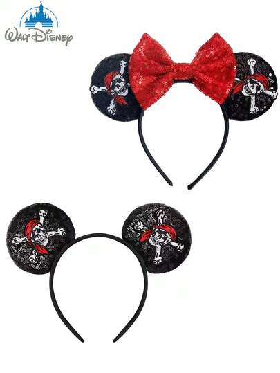  Băng đô tai chuột Mickey và Minnie chủ đề cướp biển của Disney, có thiết kế đầu lâu và nơ lấp lánh. Băng đô Minnie này hoàn hảo cho các hoạt động nhập vai, tiệc hóa trang, sự kiện trường học và công viên giải trí. Phù hợp cho cả bé trai, bé gái và các cặp đôi, đây là phụ kiện hoàn hảo để chơi trò công chúa, mừng sinh nhật và tham dự các bữa tiệc Giáng sinh.