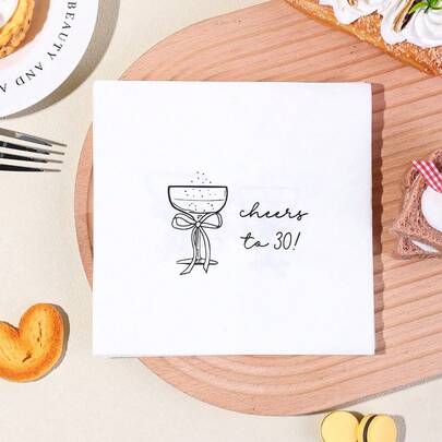 20pcs/Set "Celebrating 21th,30th,40th,50th Anniversary" Cocktail Napkins, 21th,30th,40th,50th Birthday Cocktail Napkins With Champagne Bow, Disposable Paper Napkins With Cocktail Glass & Bow Pattern For Lunch, Birthday Party Decorations