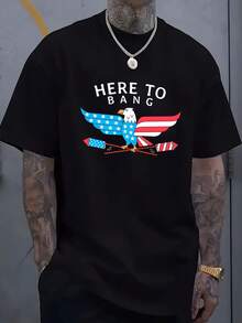 American Patriotic Humor Pattern Men's T-Shirt - American Flag Eagle Propeller Design Short Sleeve Casual Regular Fit Machine Washable For Daily Wear Comfortable Neckline Local Warehouse Shipping Christmas Gift For Men Men's Family Christmas Theme Pajamas Funny Gag Gift   American Flag Eagle Pattern T-Shirt Eagle T-Shirt Bald Eagle T-Shirt - 彩色 - 查看 2