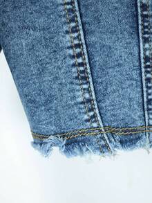 Chamarra Denim Crop Lavado Medio |   Look Urbano Casual Esencial - Azul Oscuro 3NZY05 - Ver 7