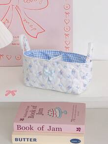 1 pièce Panier de rangement matelassé à motif cœur Ins, organisateur de bureau, conception de poignée portable, organisateur de rouge à lèvres, pinceaux de maquillage et produits de soins de la peau, décoration de bureau, organisateur de cosmétiques, panier de pique-nique portable, cadeau de la Saint-Valentin, cadeau de rentrée scolaire - Multicolore - Voir 20