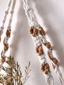 1 chiếc kệ treo tường macrame phong cách Bohemian, giá treo dây thừng bằng gỗ sáng màu có tua rua trang trí, giá treo cây phong cách Boho mộc mạc cho tường phòng khách, phòng ngủ, giá đựng đồ treo macrame hiện đại, kệ treo tường đa chức năng đan hạt, giá treo đơn giản thanh lịch, kệ trưng bày trang trí nhà cửa thời trang, thích hợp cho tường phòng tắm, nhà bếp, phòng ngủ hoặc phòng khách. - Nhiều màu - Xem 9