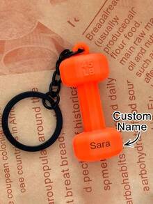 Customized Text/LOGO Creative Fitness Equipment Dumbbell Keychain Pendant, Unisex High-Quality Small Gift Keychain, Backpack Hanging Ornament, Fitness Style Keychain, Bag Accessory, Multiple Colors Available, Couple Gift - Multicolor - View 2
