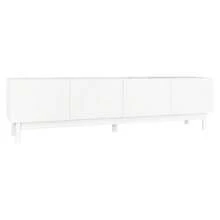 Low TV Cabinet With Curved Wave-Shaped Doors, Shelves And TV Stand With Stabilizing Legs. - White - View 7