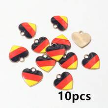10件 15x16mm 琺瑯國家國旗心形吊墜DIY珠寶製作配件，適用於項鍊耳環，禮物創意 - 國旗 - 查看 14