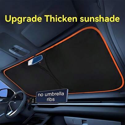 2026 New Portable Thermal Insulation Sunshade, One-Piece Car Sun Visor, Is A Titanium Silver Upgraded Thickened Sunshade Specially Designed For Car Windshields, Effectively Blocking Sunlight, Easy To Install, High-Quality Fabric