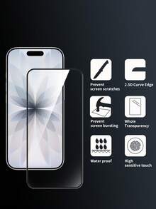 2片装钢化玻璃屏幕保护膜，兼容 17/17e/16/15/14/13/12/11 Pro Max/XR/XS Max/Air/Mini/SE2/SE3/8/7/6 Plus，全屏覆盖，高清高硬度，防刮花，防摔，防指纹，防油污，无白边，无气泡，易于安装，兼容手机壳 - 無色 - 查看 2