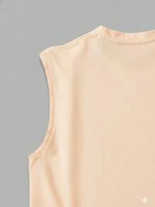 Camiseta de manga corta con cuello redondo y diseño sencillo para hombres - Caqui - Ver 5