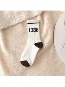 4 Pairs Random Socks, Suitable For Female Students In Spring And Autumn, Fashionable Korean-Style Knee-High Socks, Athletic American-Style Knee-High Socks, Comfortable For Daily Wear - Multicolor - View 10