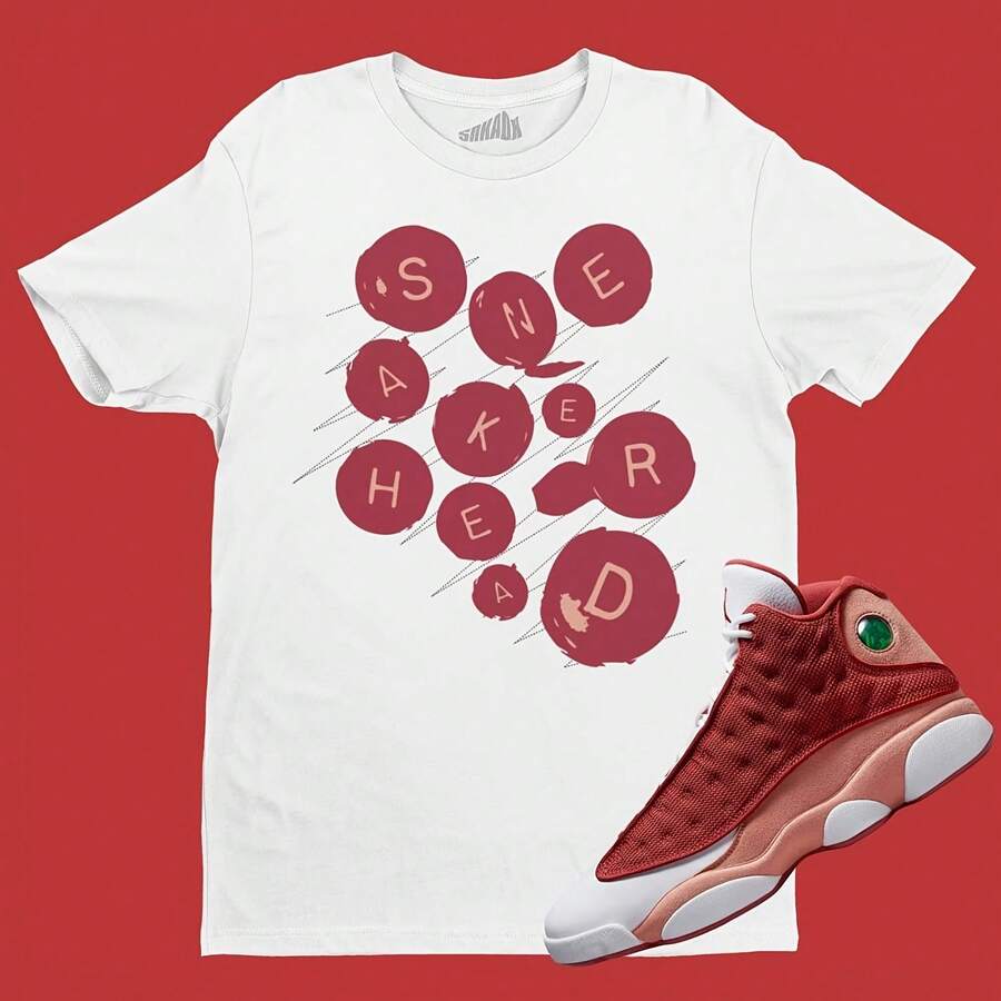 Camiseta con botones de Sneakerhead a juego Airs jordanss 13 Dunes Red - forma - Ver 1
