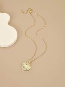 1 Peça Colar de Aço Inoxidável com Strass em Formato de Estrela do Mar e Concha, Joia Dourada, Corrente Dourada, Acessório de Praia Feminino, Presente do Dia das Mães, Joia Ocidental, Presente do Dia do Professor, Presente para Ela, Praia, Joia de Férias, Pingente, Presente, Presente de Aniversário - Ouro amarelo - Visão 4