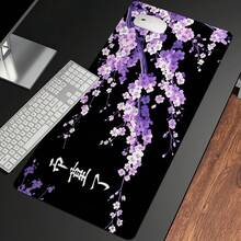 Purple Sakura Mouse Pad Large Desk Mat, Kawaii Cherry Blossoms Purple Computer Mousepad With Stitched Edges Non-Slip, Keyboard Mouse Pad For Desktop Cute Office Supplies Desk Decor Accessories - View 3