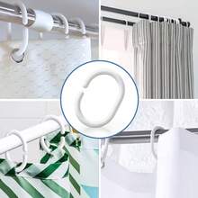 Móc treo rèm tắm bằng nhựa dễ lắp đặt, thanh treo rèm có thể tháo rời, vòng treo rèm cửa sổ phòng tắm trơn tru và bền chắc. - Trắng - Xem 3