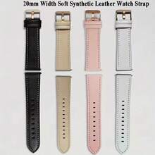 20mm 優雅合成皮革手錶錶帶，玫瑰金錶扣，相容於 GT3/3 Pro/GT2、Galaxy Watch 7/6/5/4、Gear S2、Forerunner 165/158/245/645、Vivoactive 5/3 及 GTS 4/Bip 3Pro，女性與女孩適用智慧手錶錶帶配件 - 20mm - 查看 3