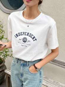 Camiseta Gráfica Con Letras - Blanco - Ver 1