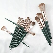 14pcs Green Cloud Makeup Brush Set, Equipped With Ultra-Soft Dense Bristles, Full Face Makeup Brush Kit Suitable For Beginners, Foundation, Blush, Eyeshadow And Powder Application. Multifunctional Makeup Tools, Complete Makeup Brush Set, Suitable For Travel, Makeup Enthusiasts, Beginners, Beauty Tools, Makeup Brushes, Cleansing Tools, Blush Brush, Powder Brush. - Makeup Brush Set - View 6