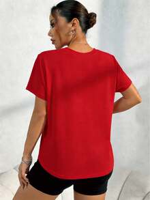 Camiseta con Estampado de Galaxia Vibrante - Rojo - Ver 3