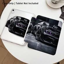 1pc Acrylic Crystal Tablet Protective Case With Car Pattern Painting Effect, Foldable Stand, Compatible With Honor////Apple And Tablets, Auto Wake/Sleep Function, Pen Slot, Multi-Angle Adjustable Stand - Perfect Daily Protection, Great Gift - Multicolor - View 1