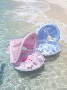 1件裝兒童加厚防翻覆貝殼造型充氣水上坐圈，男孩女孩通用游泳裝備，嬰兒水上漂浮玩具 - 彩色 - 查看 5