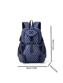 Ba lô đi học dành cho nữ | Ba lô nylon in họa tiết hình học phong cách Memphis cổ điển | Dây đeo thoáng khí có thể điều chỉnh | Túi đeo vai bền chắc | - Nhiều màu - Xem 8