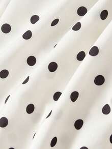 Vestido de verano de longitud media sin mangas con estampado de lunares elegante para mujer - Blanco y Negro - Ver 6