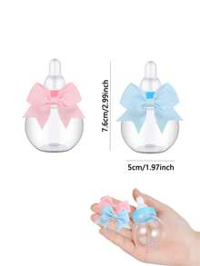 Bộ 12/1 - Quà tặng tiệc mừng em bé sắp chào đời: Chai sữa mini, Hũ kẹo trang trí nơ, Quà tặng tiệc tiết lộ giới tính, Quà sinh nhật, Quà tặng phù hợp đựng kẹo, sô cô la, bánh ngọt, món tráng miệng, Quà cưới công chúa, Quà tặng khách mời tiệc mừng em bé (Hồng, Xanh dương) - Nhiều màu - Xem 11