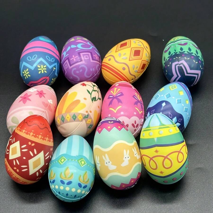 12pcs Squishy Eggs Toys Colorful Easter Eggs Party Favors Gifts Games Prizes Easter Gifts Home Decorations  Lucky Eggs Toys - 12pcs - View 1