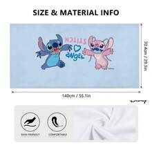 Disney Lilo & Stitch Beach Towel - Stitch & Angel "Love" Print Beach Towel ,For Pool & Beach - A - View 5