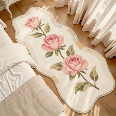 1 tấm thảm nhung hình dáng bất đối xứng họa tiết hoa linh lan trên nền xanh dương, thảm trang trí phòng khách tông màu ấm áp, thảm cửa ra vào sang trọng với họa tiết chữ cái tiếng Anh màu xanh dương, xanh lá cây và trắng, thảm trang trí, trang trí phòng ngủ, thảm nhỏ, thảm trải sàn, trang trí nhà cửa, thảm phòng khách, thảm nhỏ phòng khách, thảm phòng ngủ