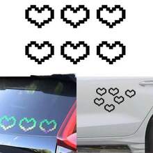 Set de 6 pegatinas de coche con diseño de corazón en píxeles, pegatinas impermeables y resistentes a los arañazos con diseño de corazón en mosaico, decoración esencial de verano para el exterior del coche, patrón retro de corazón de 8 bits, disponible en estilo holográfico negro y arcoíris, pegatinas autoadhesivas duraderas para ventanas de coche, parachoques, carrocería y portátiles - Multicolor - Ver 2