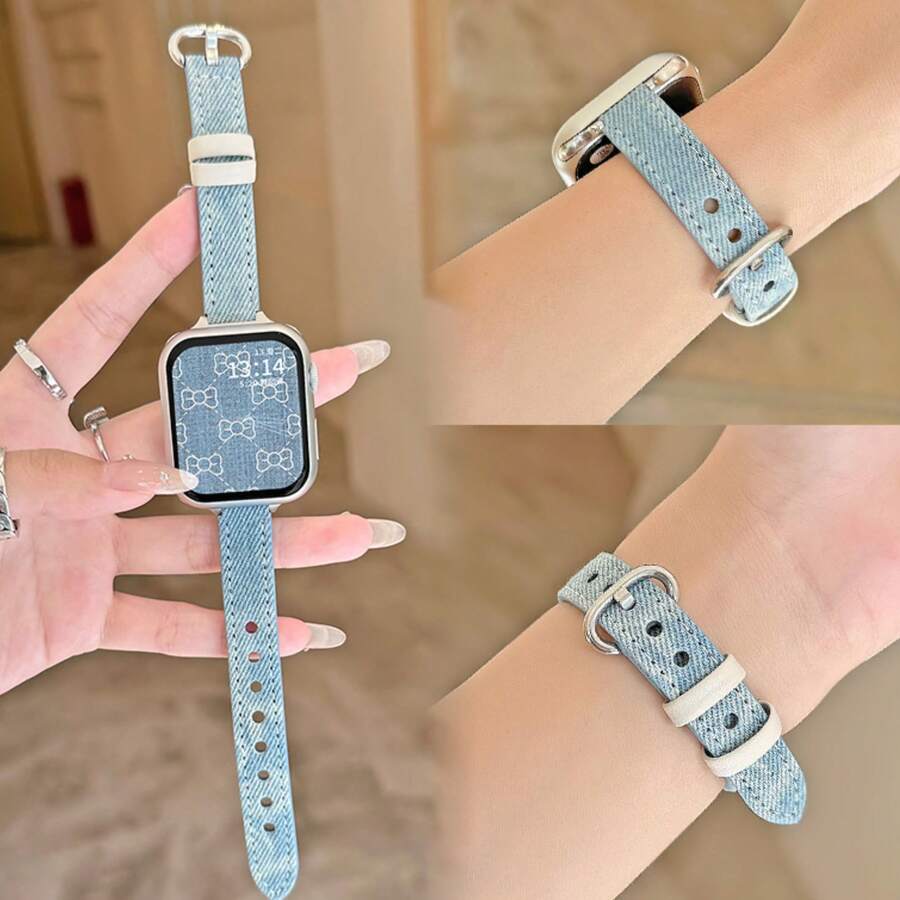 复古时尚超薄牛仔表带，适用于 Series 1/2/3/4/5/6/7/8/9/10/SE/Ultra 系列，尺寸 38mm、40mm、41mm、42mm、44mm、45mm、49mm，简约休闲，男女皆宜。
