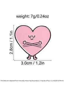 1 Pc Cute Crossbones Heart Enamel Pin, Unique Fashion Accessory, Perfect Gift Idea, Durable & Stylish Design, Ideal For Lovers - Pink - View 3