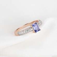 Nhẫn hình trái tim ba viên đá Tanzanite mạ vàng hồng bằng bạc Sterling 925, thích hợp cho nữ giới đeo hàng ngày, làm quà cưới và quà kỷ niệm. - 1575 - Xem 14