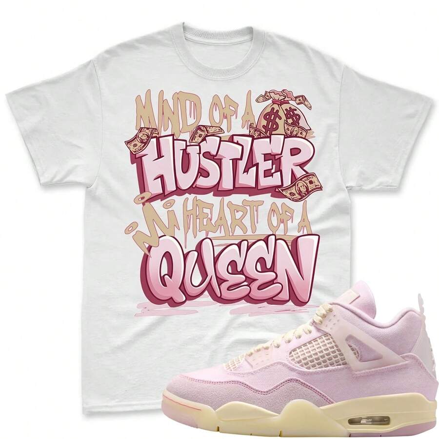 ¡REINA! Camiseta a juego con las Airs jordanss 4 Pearl Pink y Iced Carmine, Camiseta a juego con las jordans 4 Pearl Pink, Camiseta a juego con las jordans 4 Iced Carmine - forma - Ver 1