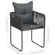 vidaXL Chaises d'extérieur lot de 4 avec oreillers Résine tressée Noir - A - Voir 6